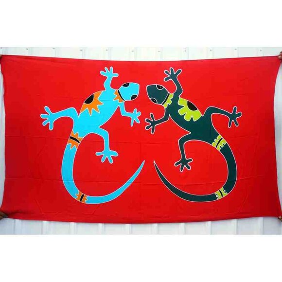 CM57 Gecko Batik Plus 38" Open Hand Painted Cover Up Midi Cardigan fit up to 5X - Picture 2 of 2